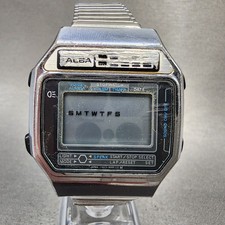 Seiko Alba Digital Watch Men 36mm Silver Tone Alarm Chronograph Y823-5000 PARTS