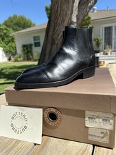 BUTTERO Black Leather Chisel Toe Chelsea Boot...