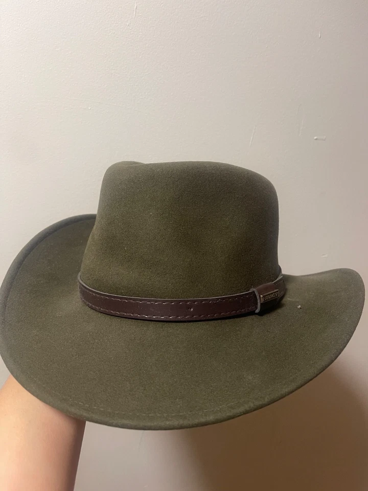 Chapéu pendleton masculino verde 100% lã, leve, com cinto marrom escuro - Imagem 3 de 4