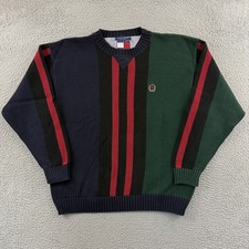 Vintage Tommy Hilfiger Sweater Mens XL Striped Chunky Knit 90s Rugby Preppy