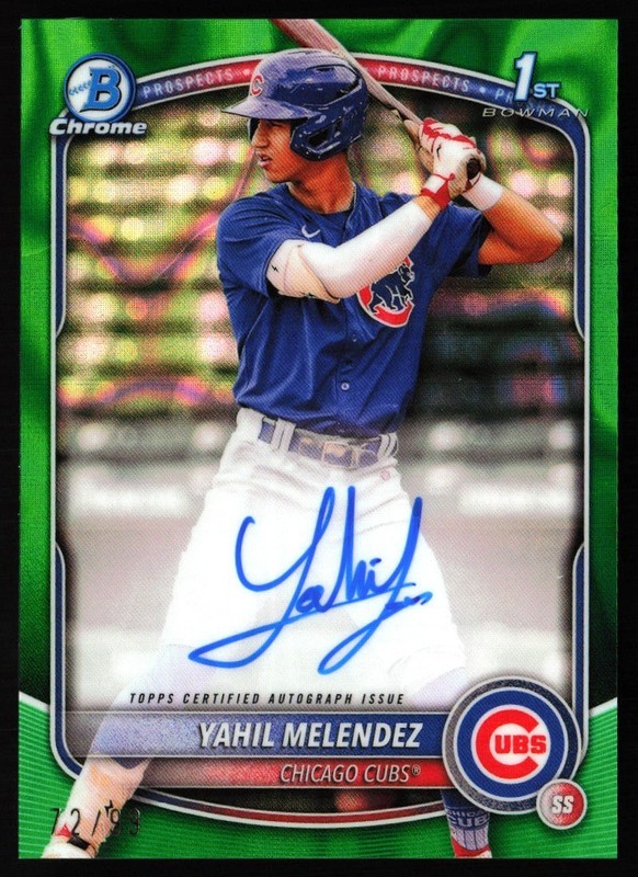 2025 Bowman Chrome Green Lava Refractor 72/99 Yahil Melendez Auto #CPA-YM GS1