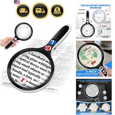 Large Magnifying Glass with Lights,10X 25X 45X 60X Handheld Lighted Magnifier...