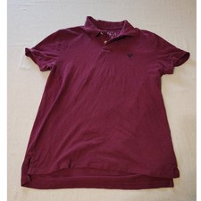 American Eagle Mens Athletic Fit Polo Shirt Burgundy Maroon Short Sleeve Large