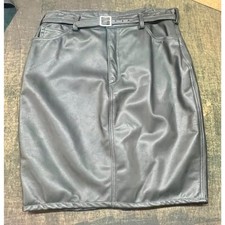 Women's Black Leather Pencil Skirt - Size large - USA MADE