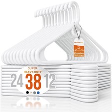 Plastic Hangers 38 Pack White Heavy Duty 20 lb Capacity Clothes HOUSE