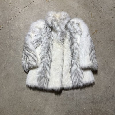 Vintage Natural Blue Fox Fur Coat Jacket From Finland Mid Length Size Large
