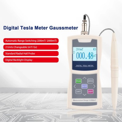 Gaussmeter Digitales Teslameter 200 mT/2000 mT Standard Radial Hallsonde Tester