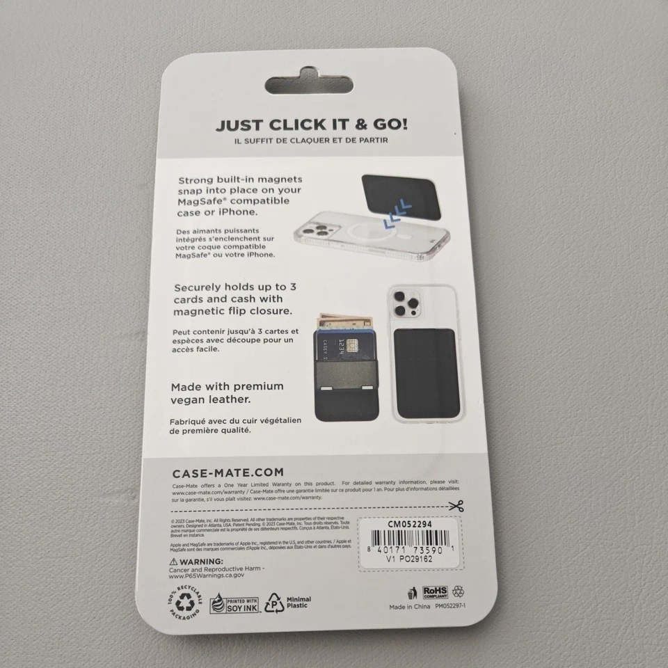 Funda tipo billetera para iPhone-Mate de cuero magnético abatible - Cuero vegano negro Foto 2 de 2