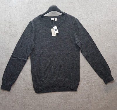 GAP Damen Feinstrickshirt  Merinowolle Grau Gr. S Rundhals Neu Outdoor Wandern