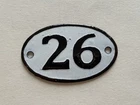 Vintage Enamel Porcelain Locker Number 26 Door Sign