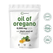 Micro Ingredients Oil of Oregano, 150 Softgel , Oregano Oil with Black Seed Oil
