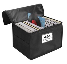 Vinyl Record Storage Box, Waterproof Organizer Storage with Lid Handles for 60