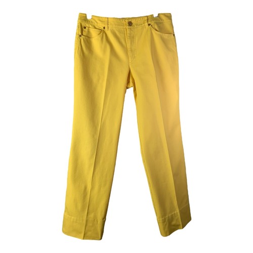 ESCADA Hose Damen 40 gelb gerades Bein Baumwolle Jeans Mid-Rise gesäumt - Bild 1 von 8