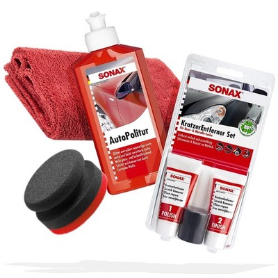 Politur Auto polier Set - SONAX KratzerEntferner + Polish & Wax Bunt + Zubehör
