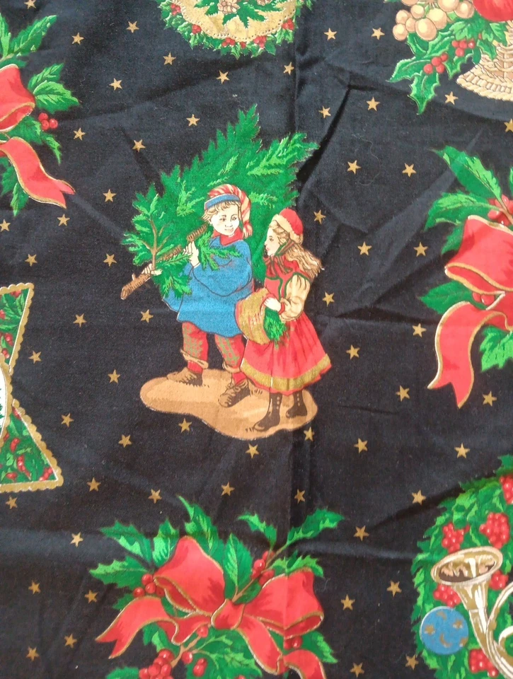 Joan Kessler Vintage Victorian Christmas Print Cotton Fabric 43.5" x 69" Angel - Image 2 of 4