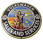 Vintage Volkswagen Sign - Sales Dealership VW Automobile Gas Pump Porcelain Sign