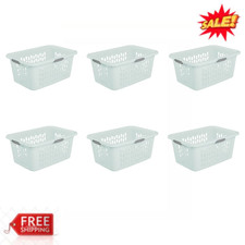 6 Pack Large Plastic Laundry Basket 2 Bushel Mint Bulk Sterilite Clothes Hamper