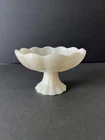 Vintage Fire King Anchor Hocking Ivory Milk Glass Compote Pedestal Bowl 6”