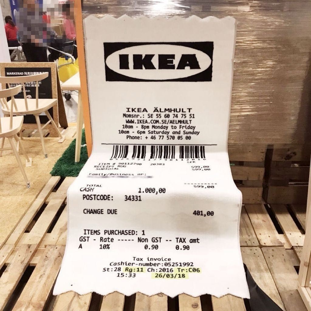 IKEA Reciept Rug White