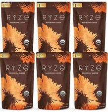 6 Pack Organic RYzE Mushroom Coffee – 30 Servings Per Pack – Free Shipping
