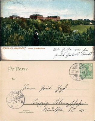 Ansichtskarte Eppendorf-Hamburg Neues Krankenhaus 1905
