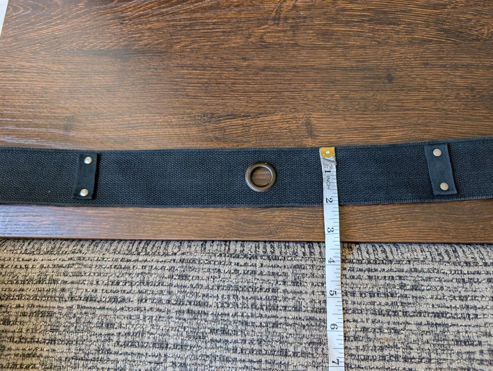 Cinturón GAP Ancho Negro Lona Talla L Cuero Marrón Doble Punta Hebilla Ojal Foto 4 de 4