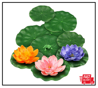 10Pcs Artificial Floating Lotus Flower with Water Lily Pad for Pond Pool Decor
