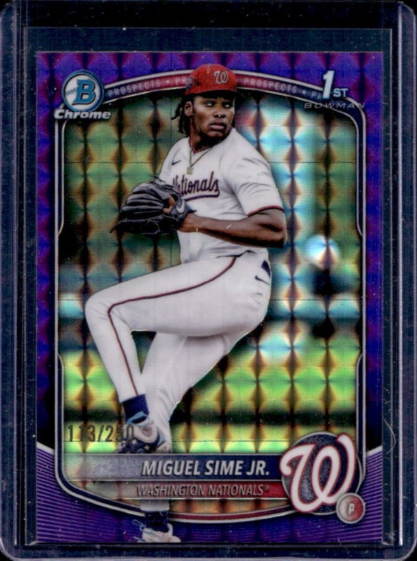2025 Bowman Draft Miguel Sime Jr. Chrome Purple Geometric Refractor 1st #/250