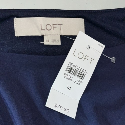Loft Ann Taylor neu mit Etikett Größe 14 blau ärmellos drapiert Etuikleid - Bild 4 von 4