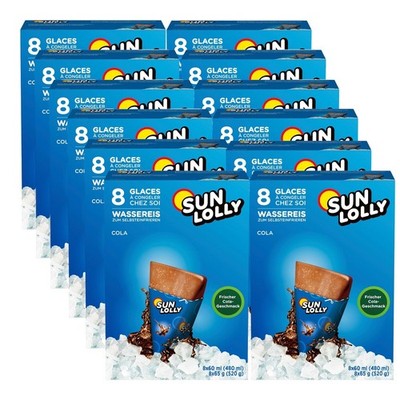 SUN LOLLY Wassereis Cola mit Cola geschmack 8x 60ml (12er Karton Pack)