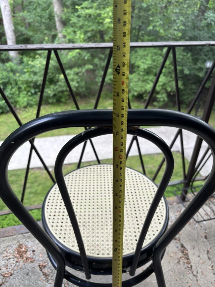 2 cadeiras bistrô francesas! Metal preto com assento de bengala, usado ao ar livre, estilo Thonet - Imagem 3 de 4