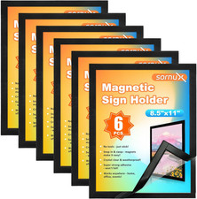 8.5 X 11 Magnetic Sign Holder 6 Pack, Self-Adhesive Wall Mount Sign Holder, Magn