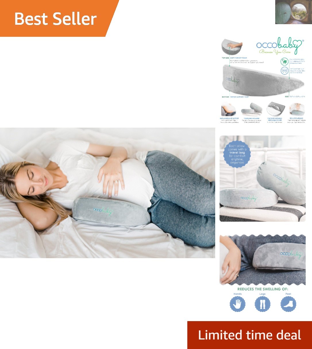 Cooling Maternity Wedge Pillow with Removable Cover – Portable & Travel-Friendly