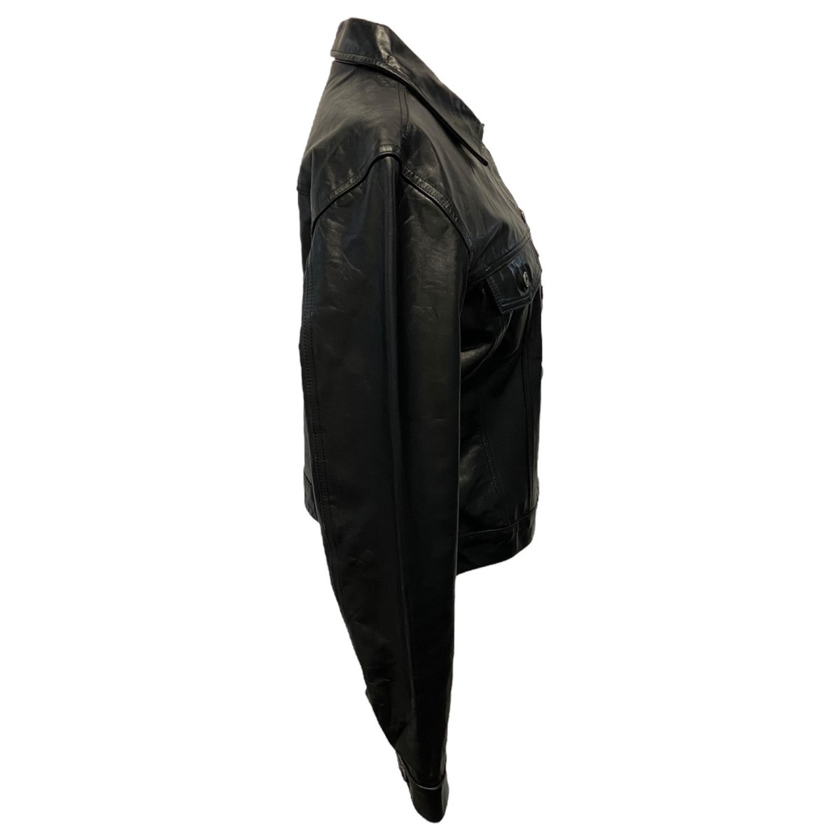 ジャケット・アウター OLD GAP / 2000 leather jacket Vintage GAP Fall 2000 Black Leather Button Up Trucker Jacket