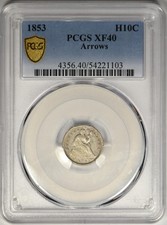 1853 SEATED LIBERTY HALF DIME ~ PCGS XF40 ~ WITH ARROWS!