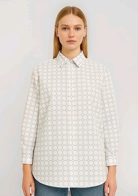 Marni women's pure cotton shirt with geometric pattern, two-tone, size. M.