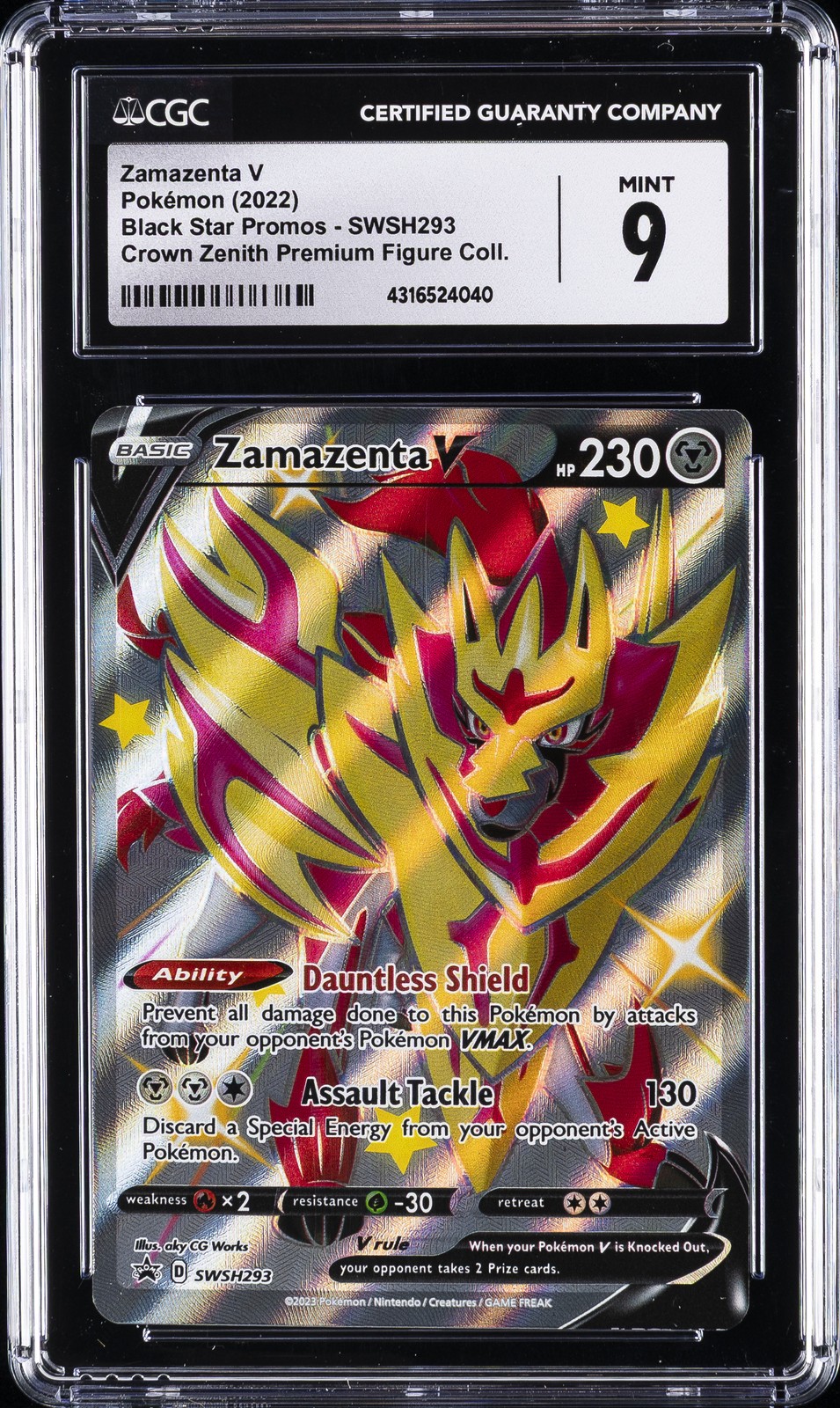 2022 POKEMON #SWSH293 ZAMAZENTA V CGC 9