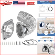 Complete Magnetic Dryer Vent Connector Kit - 3.3ft Duct, Clamps  Wall Adapter