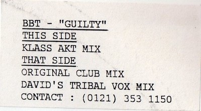BBT - Guilty - Used Vinyl Record 12 - F6999z