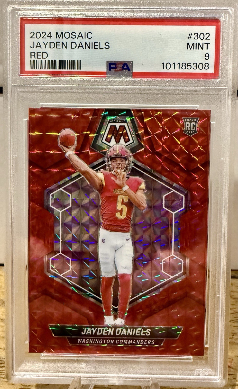 2024 Panini Mosaic - Rookies Jayden Daniels #302 Red Mosaic Prizm (RC) PSA 9