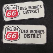 Pair of Vintage Phillips 66 Des Moines District Sew-On Woven Uniform Patches
