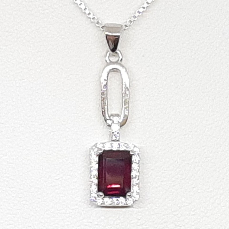 World Class 1.10ctw Rhodolite Garnet & White Sapphire 925 Silver Pendant