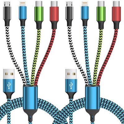 Travel Essentials, Dual Type-C 4 in 1 Charging Cable 2 Pack 5FT Multi Chargin...