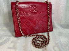 Chanel Matelass  Red Leather Chain Shoulder Bag 167 Classic Flap Bag Designer