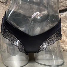 Victoria's Secret Satin  Lace Cheeky Panty BLACK Sz XL NWT 16.95