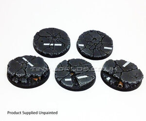40mm Round Urban Rubble Resin Bases - Warhammer 40K 40000 City Road Concrete
