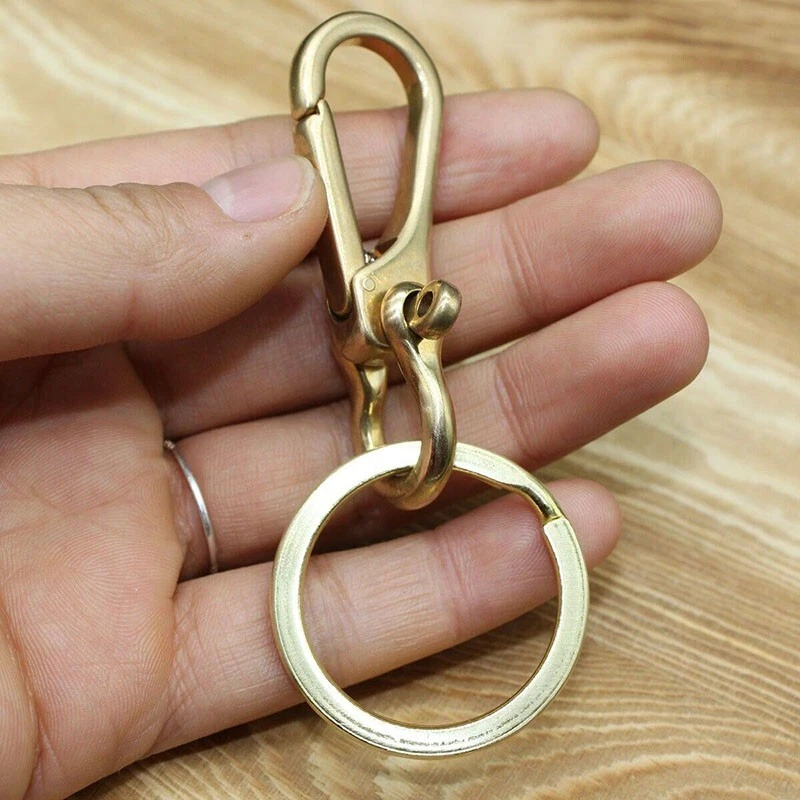 Solid Brass Keychains Pants Clip Bag Hook Handmade Car Keyrings Key Holder  EDC