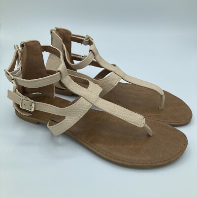 DREAM PAIRS Women's Taupe Open Toe Gladiator Flat Sandals Size 9 / 10 Shoes GUC