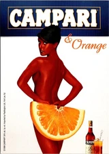 Campari Nude Tanned Model Orange Slice Butt Advertisement Postcard C248