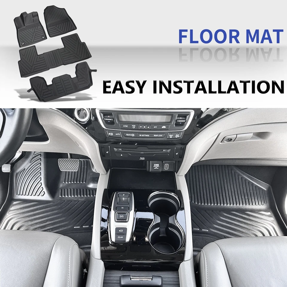 Floor Mats Trunk Cargo Liners Rear Backrest Mats For 2016-2022 Honda Pilot - Imagem 2 de 4